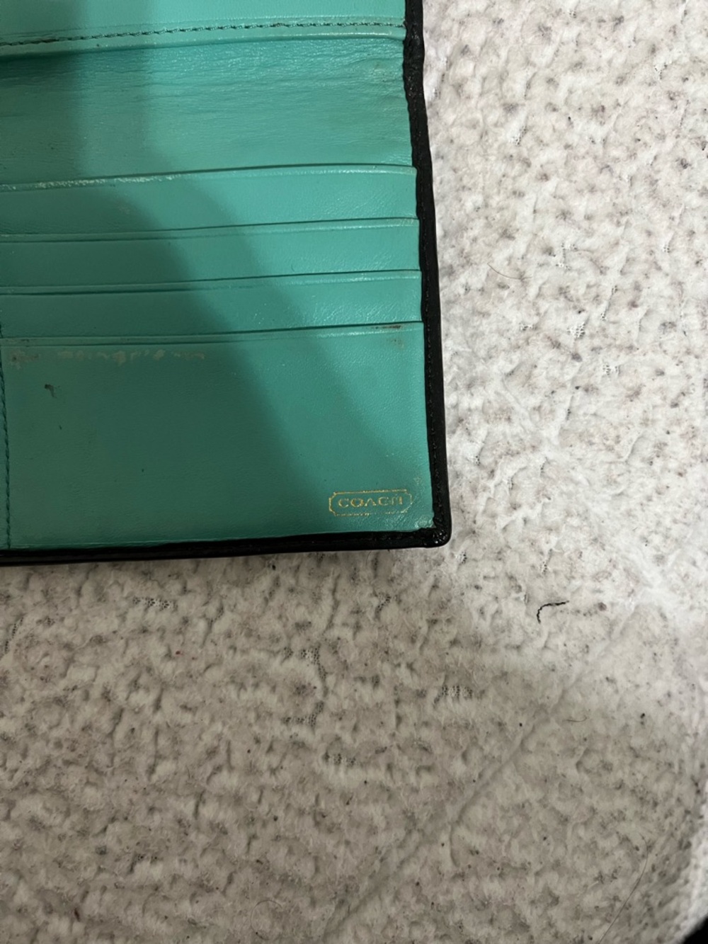 Coach Brown Signature Canvas Wallet with Black Trim and Gold Buckle - Picture 6 of 15